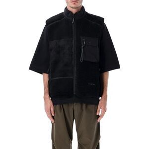 AND WANDER Fleece Zip Vest Men BLACK Vests